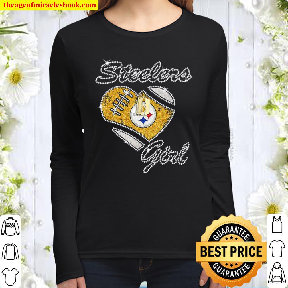 Pittsburgh Steelers Girl Heart Diamond Women Long Sleeved