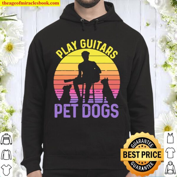 Play Guitar Pet Dogs Vintage Sunset Hoodie