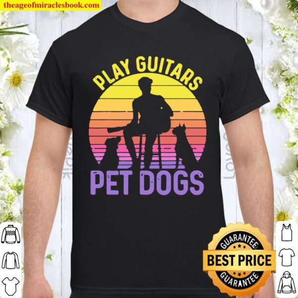 Play Guitar Pet Dogs Vintage Sunset Shirt