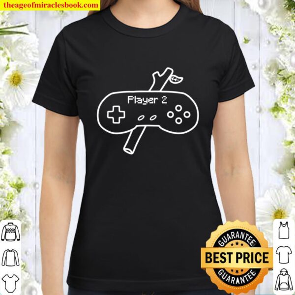 Player 2 Game Controller with Branch Stick Matching Classic Women T-Shirt