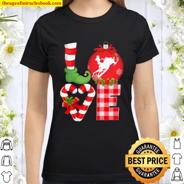 Pretty Love Snowboarding Pajama Elf Mery Christmas Classic Women T-Shirt