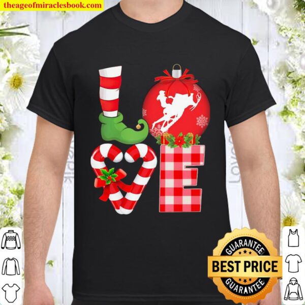 Pretty Love Snowboarding Pajama Elf Mery Christmas Shirt