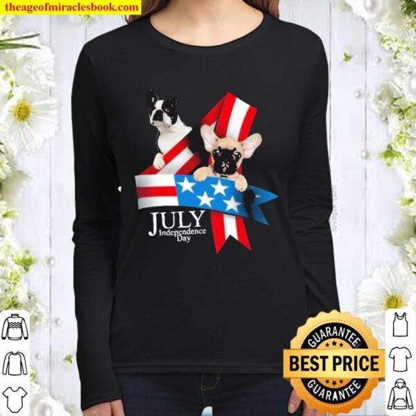Pug and chihuahua july independence day flag american Women Long Sleeved