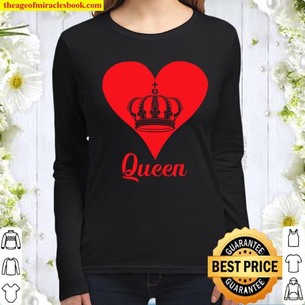 Queen Heart Crown Silhouette Valentine’s Day Gift For Her Women Long Sleeved