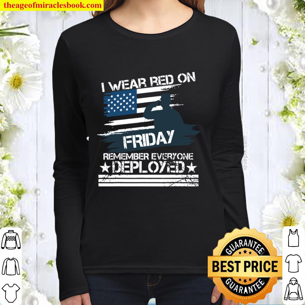 Red Friday Military Shirt Remember Everyone Deployed Women Long Sleeved
