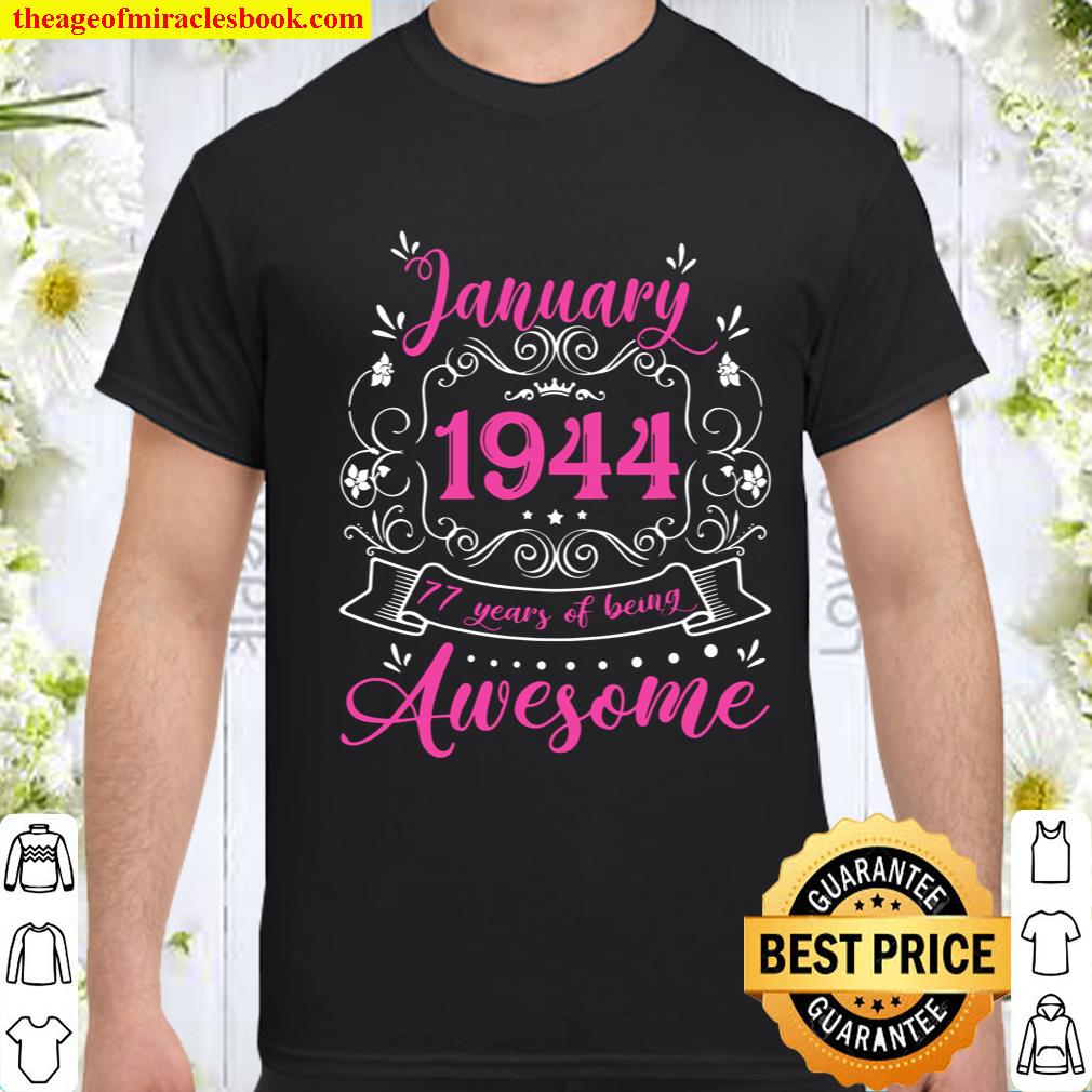 Retro Vintage January 1944 77th Birthday Gift 77 Years Old T-Shirt