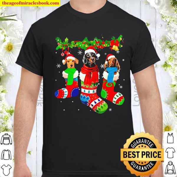 Santa Dachshund Socks Christmas Shirt