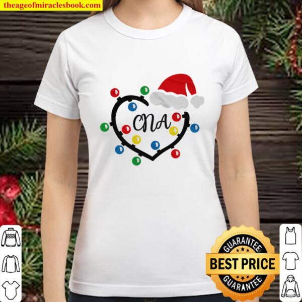Santa Hat CNA Heart Tshirt Free Gray Merry Christmas Gift For Woman Ma Classic Women T-Shirt