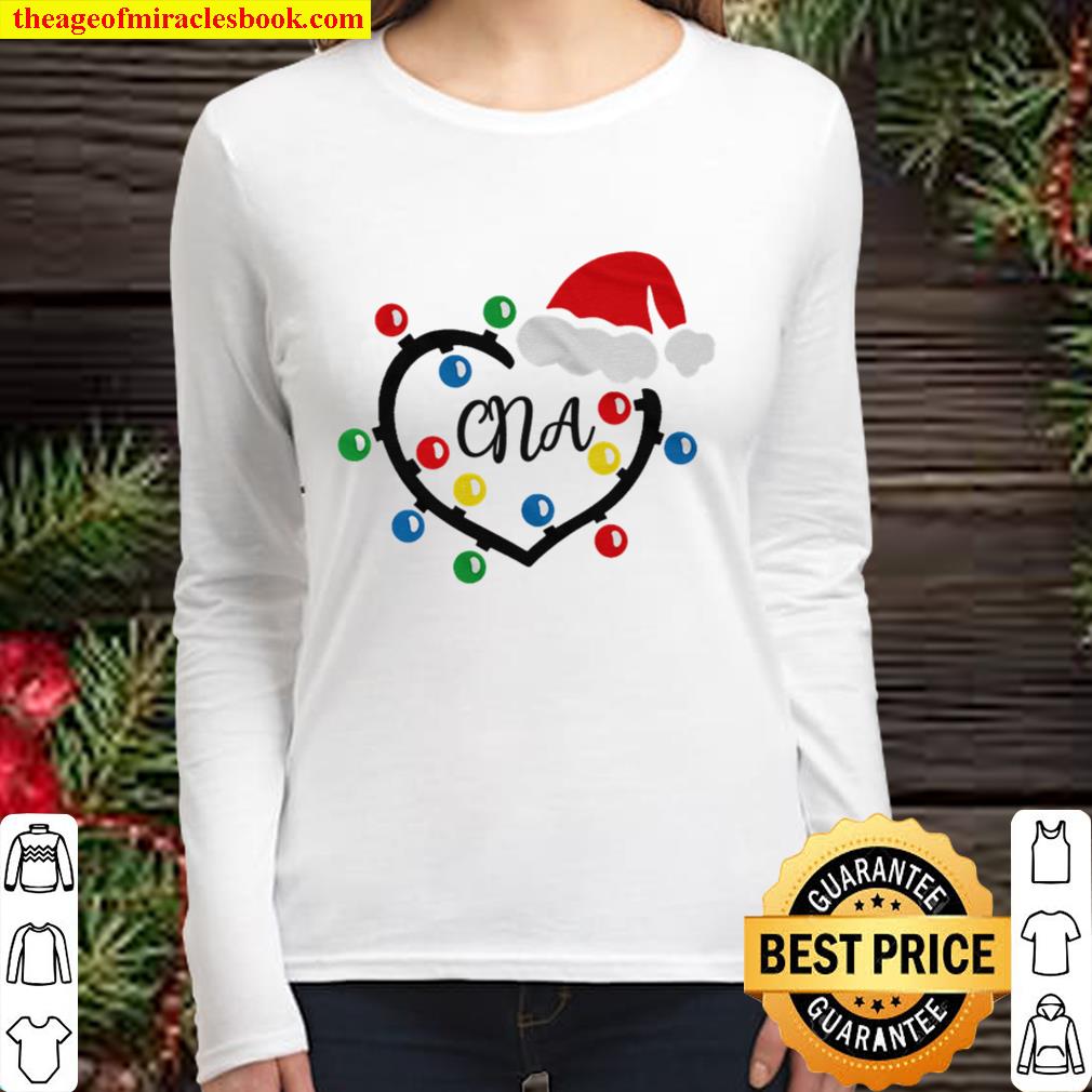 Santa Hat CNA Heart Tshirt Free Gray Merry Christmas Gift For Woman Ma Women Long Sleeved