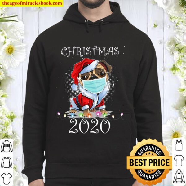 Santa Pug With Face Mask Christmas 2020 Family Pajamas Xmas Hoodie
