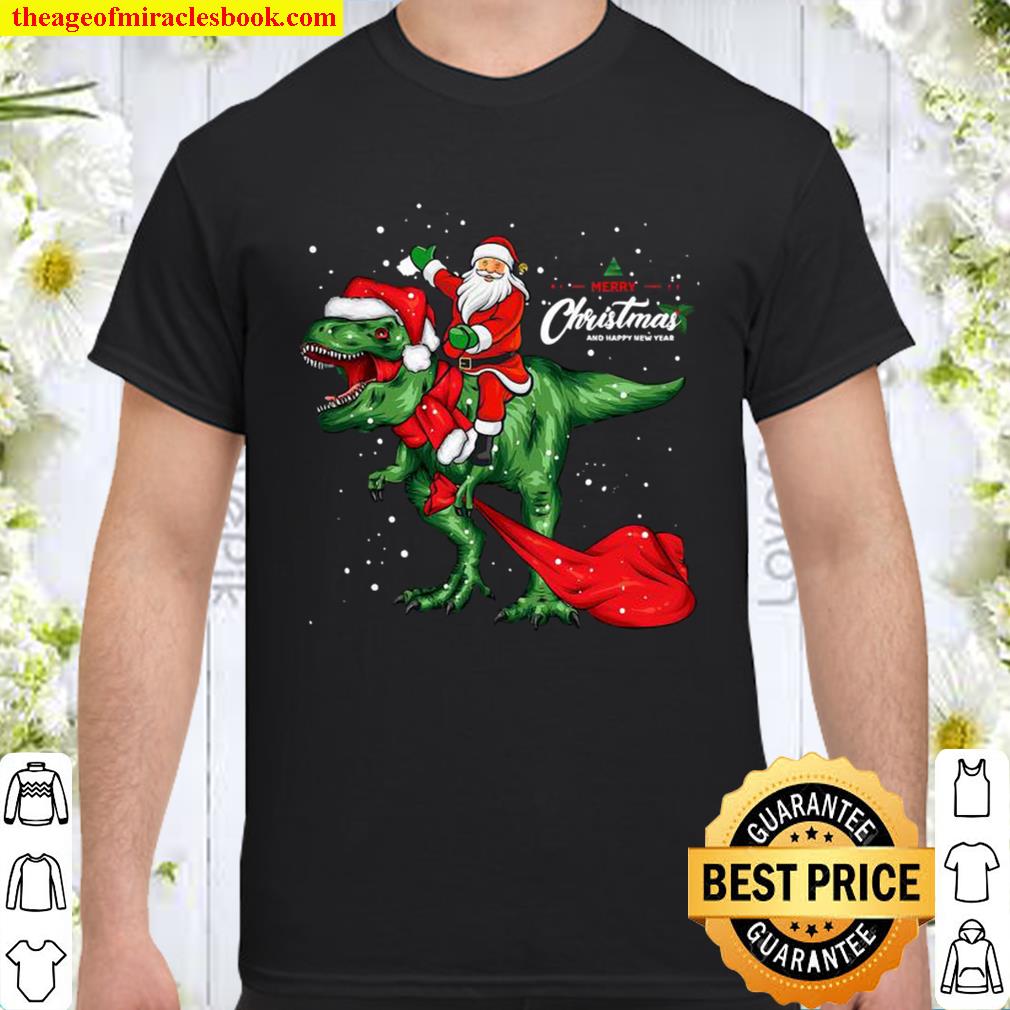 Santa Riding T rex Dinosaur Christmas Gifts limited Shirt, Hoodie, Long Sleeved, SweatShirt