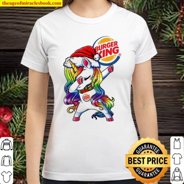 Santa Unicorn Dabbing Burger King Classic Women T-Shirt