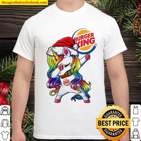 Santa Unicorn Dabbing Burger King Shirt