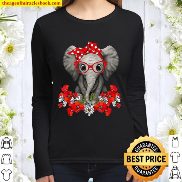 Save The Elephants Elephant Mom Red Bow Womant Women Long Sleeved