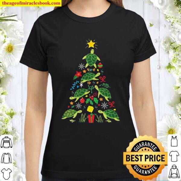 Sea Turtle Christmas Tree Ornament Classic Women T-Shirt