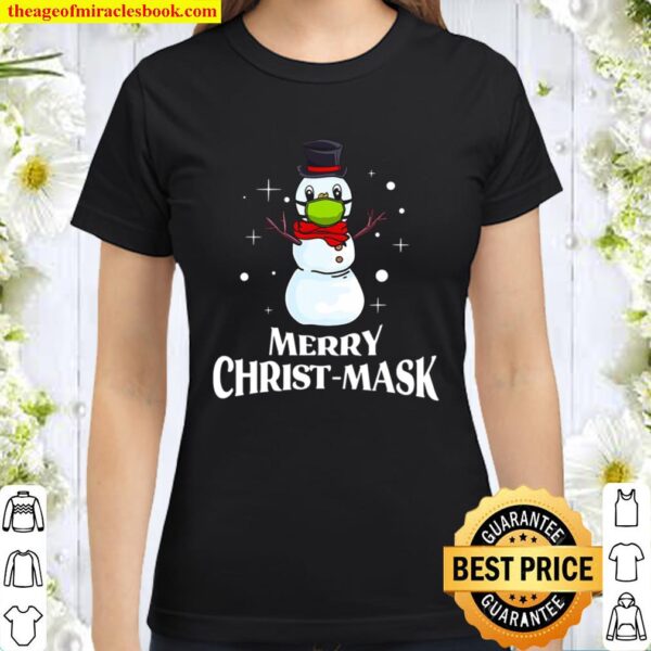 Snowman Mask Christmas 2020 Funny Matching Pajama Cute Gift Classic Women T-Shirt