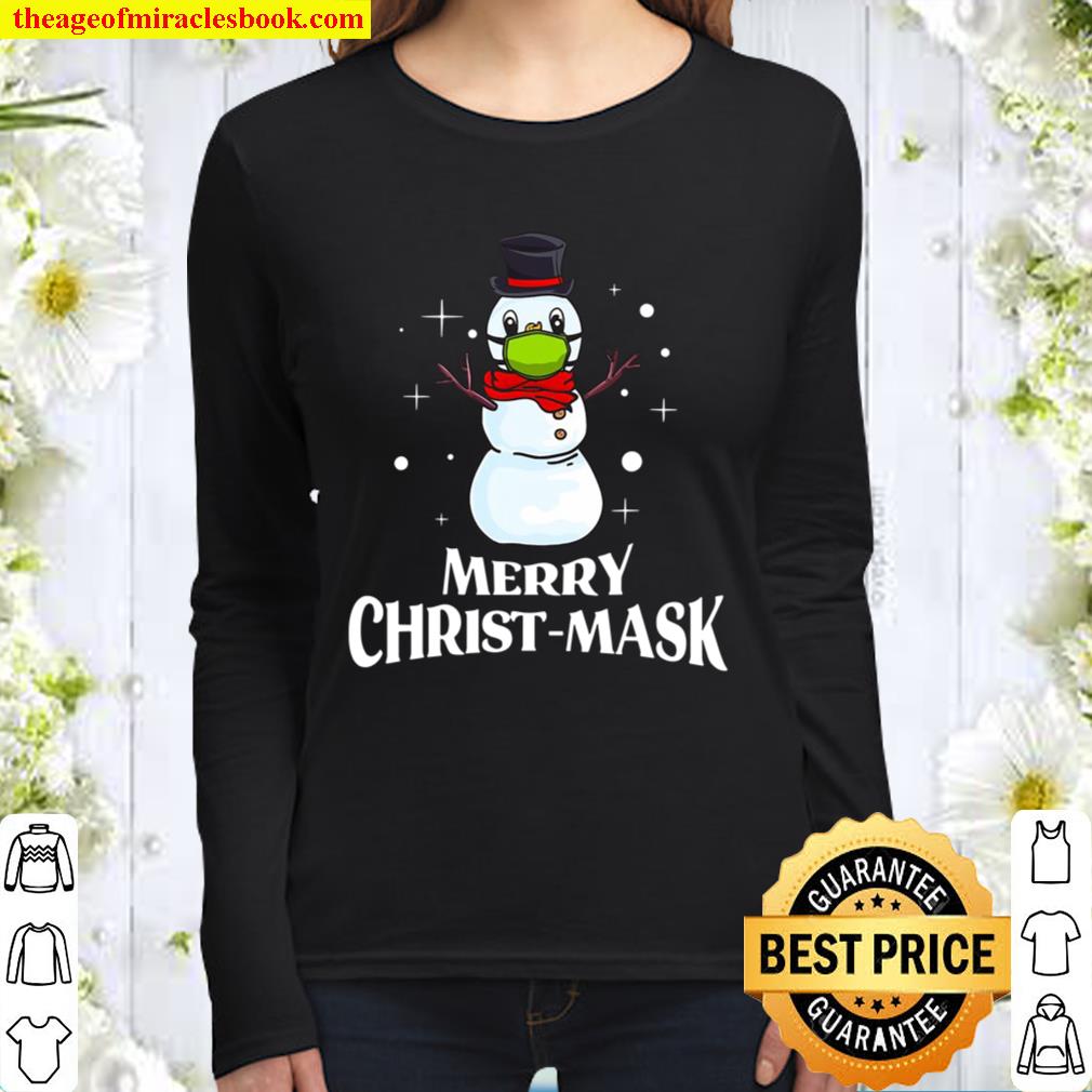 Snowman Mask Christmas 2020 Funny Matching Pajama Cute Gift Women Long Sleeved