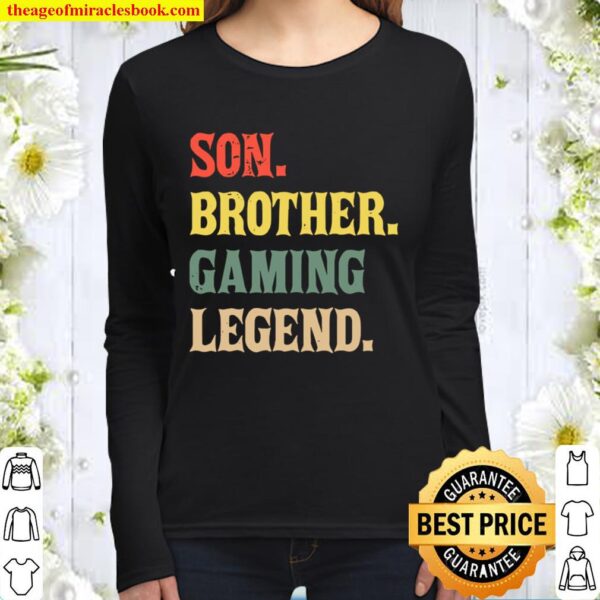 Son Brother Gaming Legend Vintage Teenage Boys 8 12 Year Old Women Long Sleeved