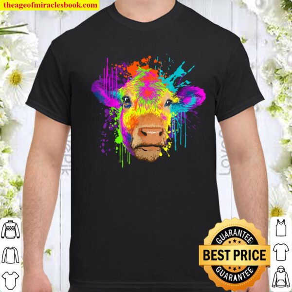 Splash Art Cow Gift Farm Cow Lovers Shirt