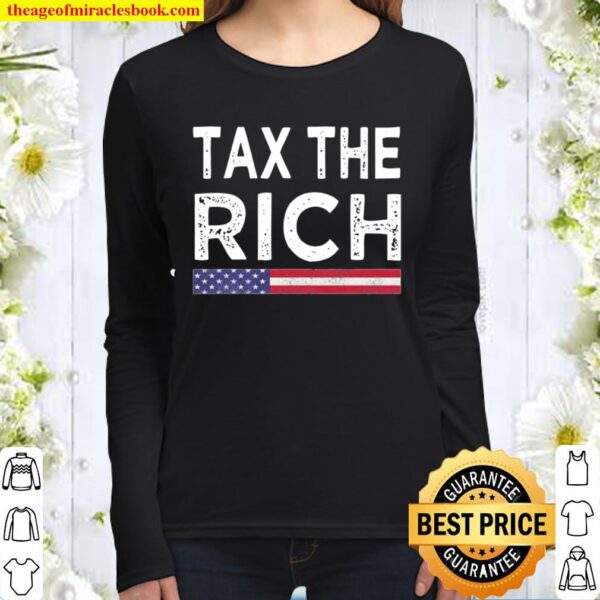 Tax The Rich Vintage American Flag Election Women Long Sleeved
