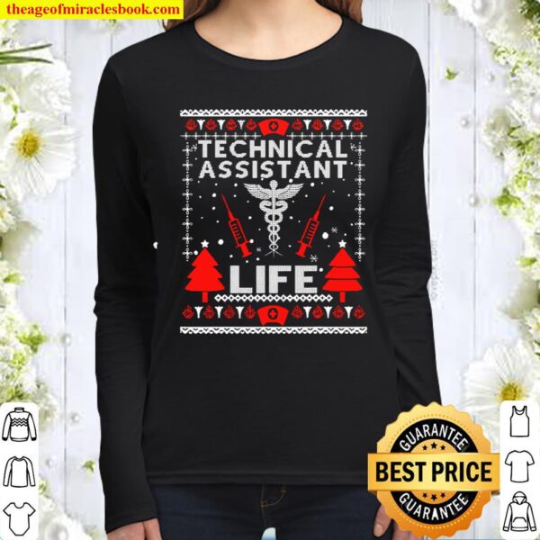 Teaching Assistant Life Cute Gift Ugly Christmas Medical Women Long Sleeved