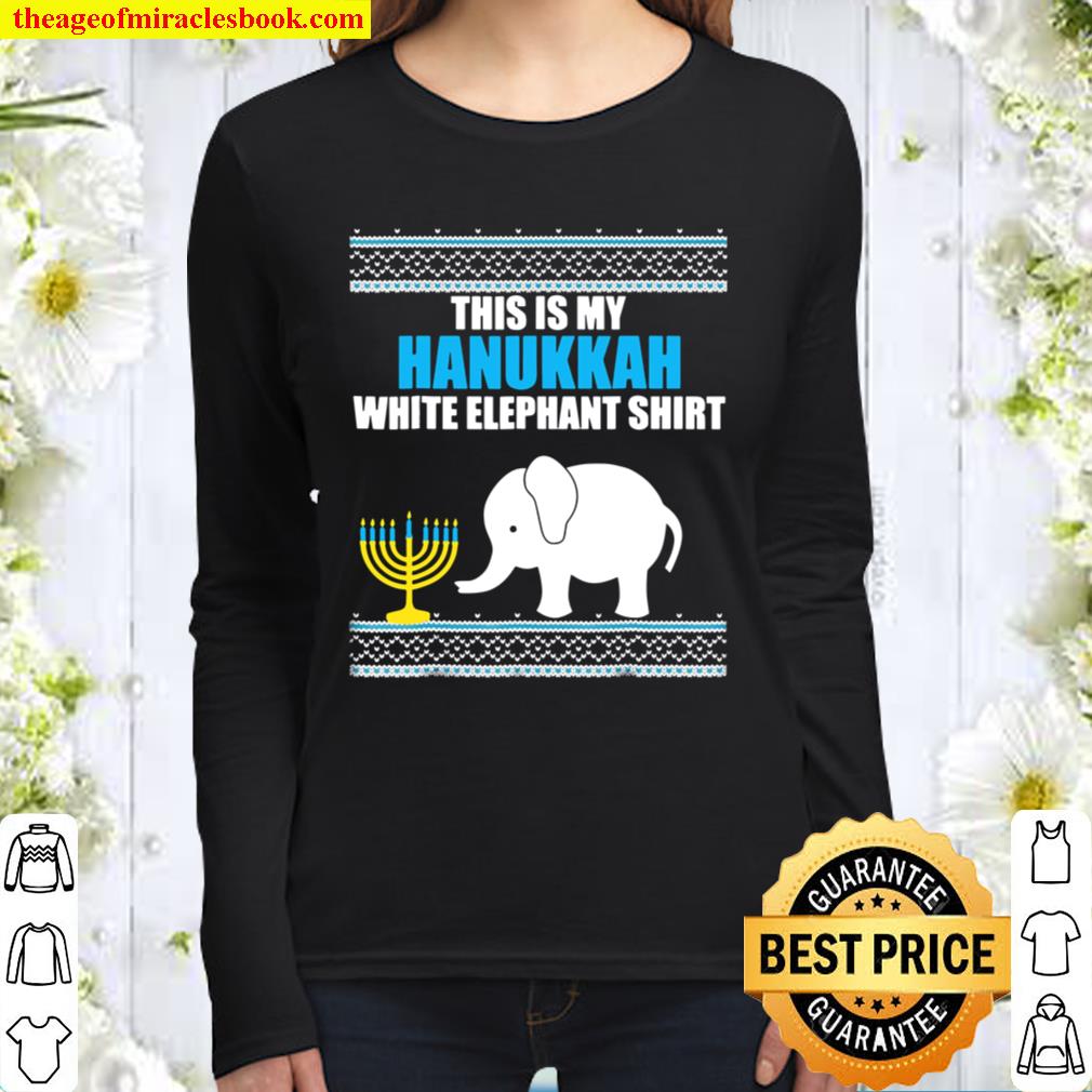 This Is My Hanukkah White Elephan Ugly Hanukkah Women Long Sleeved