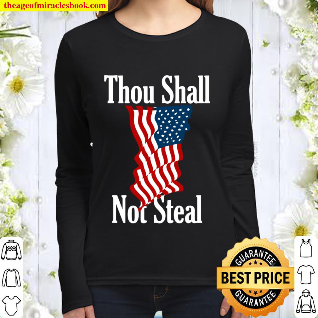 Thou Shall Not Steal Essential American Flag Women Long Sleeved