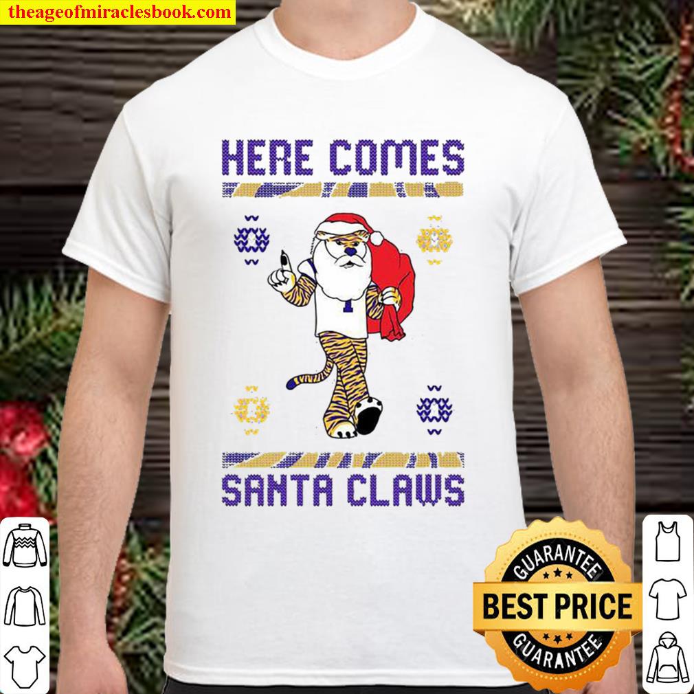 Tiger Santa Here comes Santa Claws Ugly Christmas 2020 Shirt, Hoodie, Long Sleeved, SweatShirt