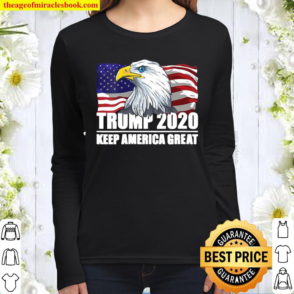 Trump 2020 Keep America Great USA Flag US Elections 2020 Women Long Sleeved