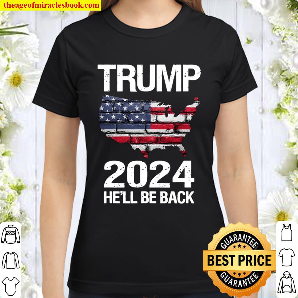 Hell Be Back Trump 2024 American Flag Vintage Sweatshirt