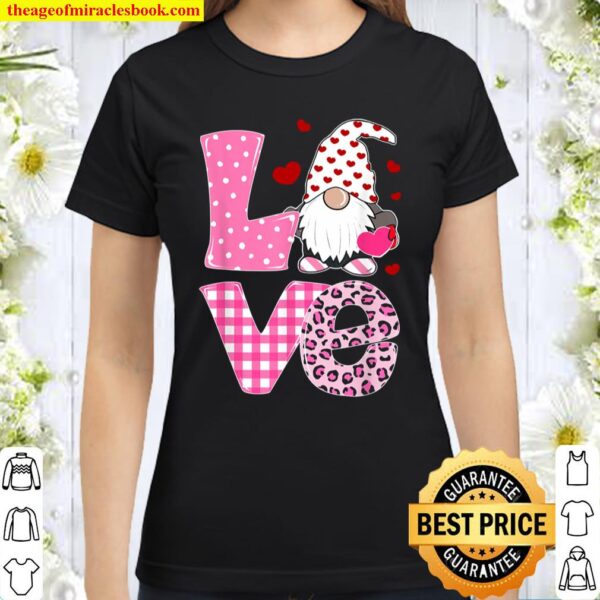 Tu Love Gnome Pink Leopard Plaid Costume Valentine Gifts Classic Women T-Shirt