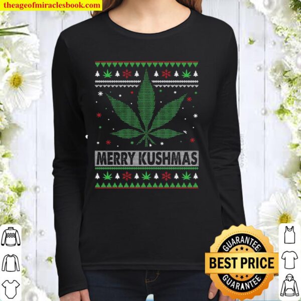 Ugly Christmas Marijuana Sweater – Merry Kushmas Christmas Women Long Sleeved
