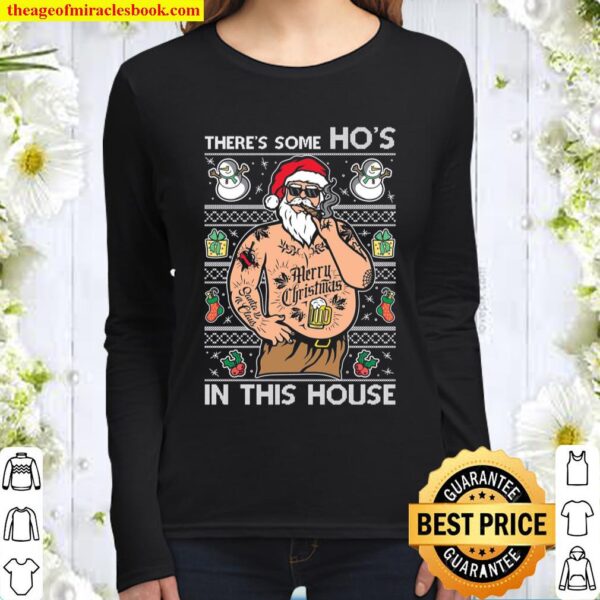 Ugly Christmas Sweater WAP There_s Some Hos In This House Unisex Women Long Sleeved