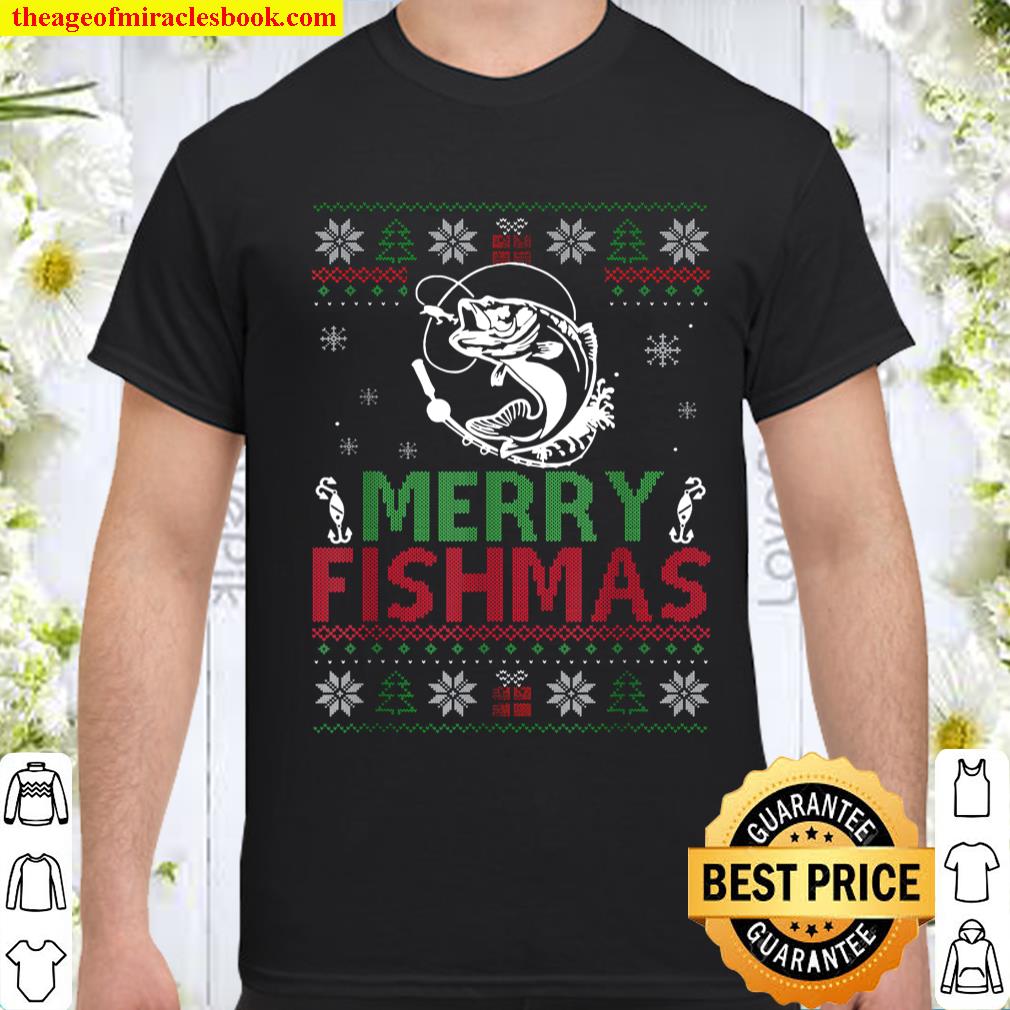 Ugly FISHING Christmas Bass Fish Apparel, Merry Fishmas new Shirt