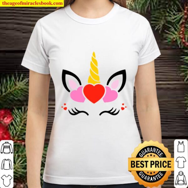 Unicorn Valentines Shirt, Girl Valentines Day Shirt, Valentines Day Un Classic Women T-Shirt