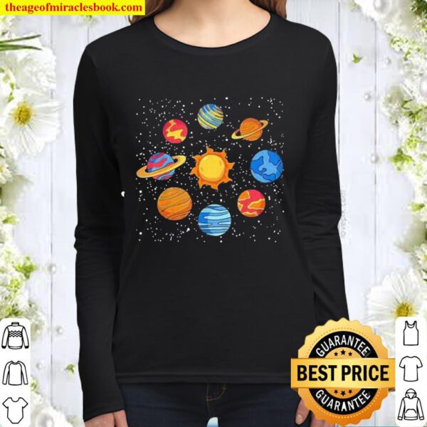Universe planets gift idea science lover astronomy Women Long Sleeved