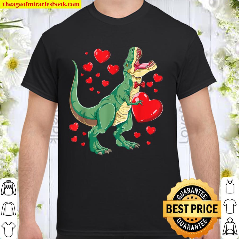 Valentine Bow Tie T Rex For Boys Kids Gift Shirt