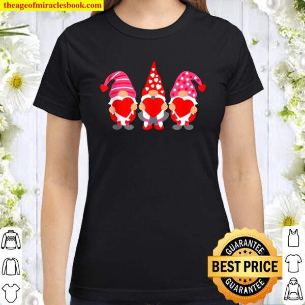 Valentine Gnomes Holding Hearts Valentine_s Day Gnome Love Classic Women T-Shirt