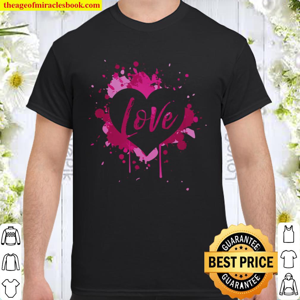 Valentine shirt love pink splash heart adult Valentine DARK Shirt