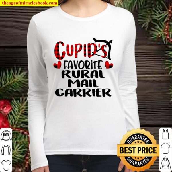 Valentines Cupid Favorite Rural Letter Carrier Buffalo Plaid Women Long Sleeved
