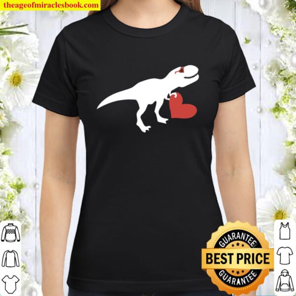 Valentines Day Heart Dinosaur Party Shirts For Boys Classic Women T-Shirt