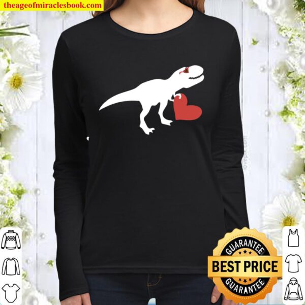 Valentines Day Heart Dinosaur Party Shirts For Boys Women Long Sleeved