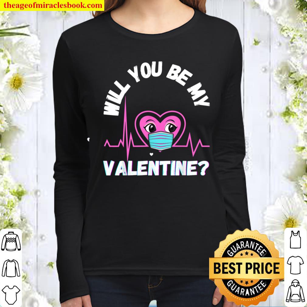 Valentines Day Will You Be My Valentine Funny Heart Mask Luv Women Long Sleeved