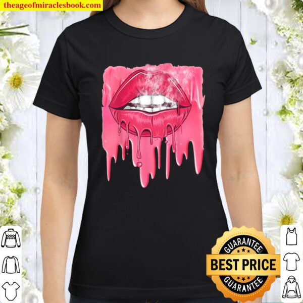 Valentines Pink Dripping Melting Lips Classic Women T-Shirt