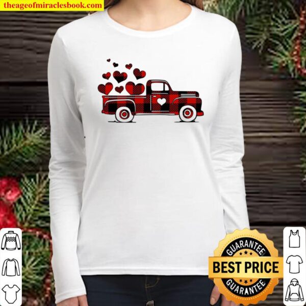 Valentines Truck With Heart, Truck With Heart, Valentines Day Shirt, C Women Long Sleeved
