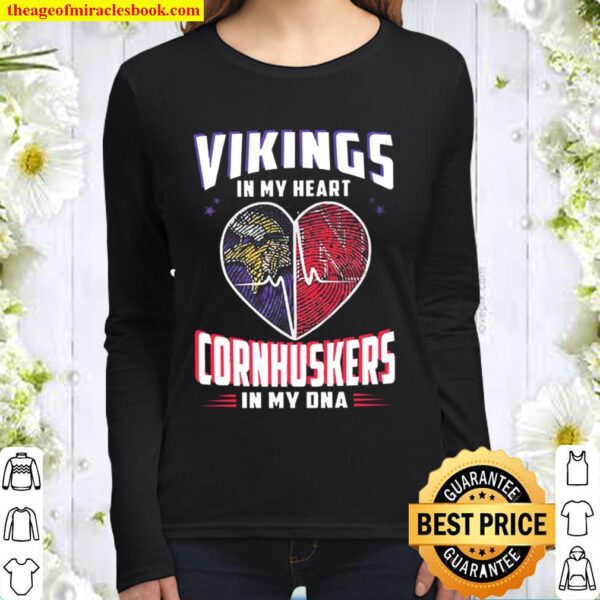 Vikings In My Heart Cornhuskers In My DNA Women Long Sleeved