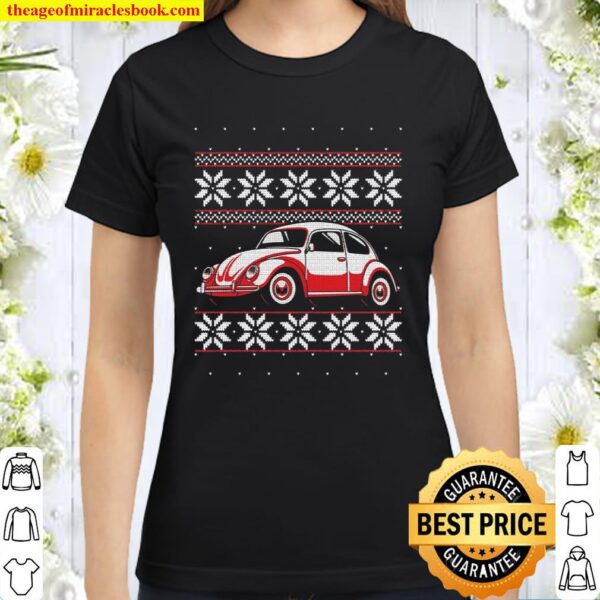 Vintage Beetle Old Bug Car Ugly Christmas Sweater Style Classic Women T-Shirt