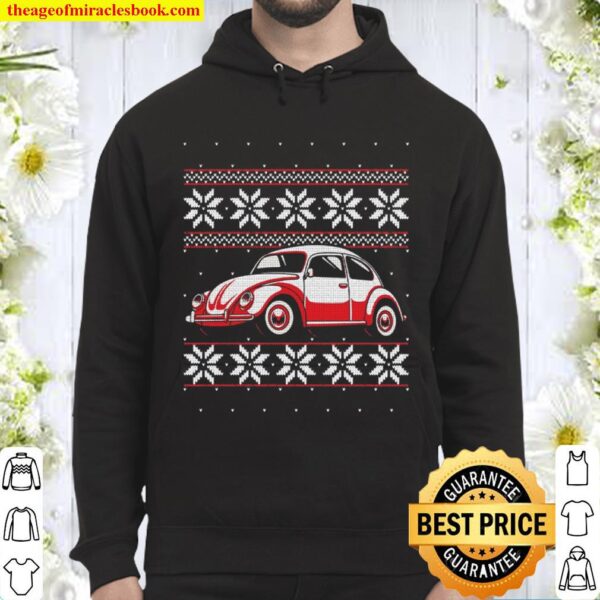 Vintage Beetle Old Bug Car Ugly Christmas Sweater Style Hoodie