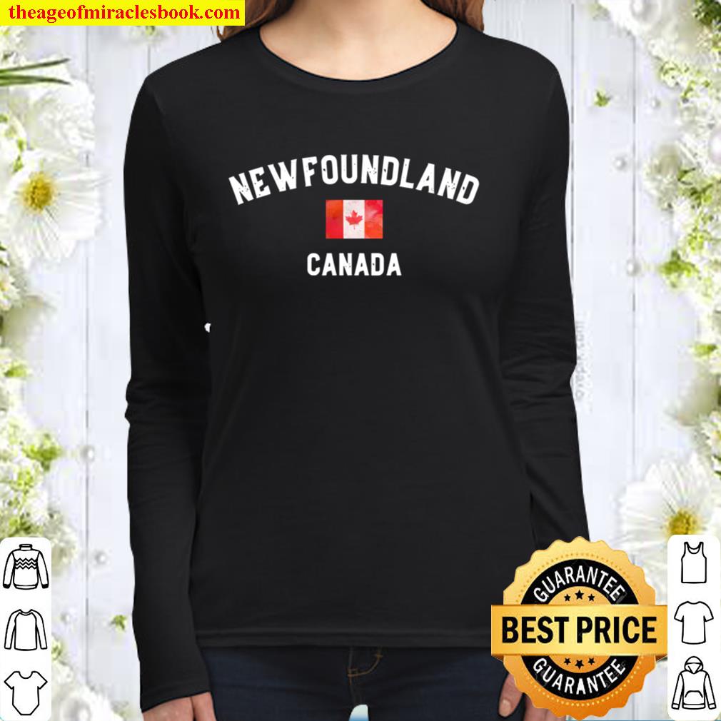 Vintage Newfoundland Canada Flag Travel Souvenir Gift Women Long Sleeved