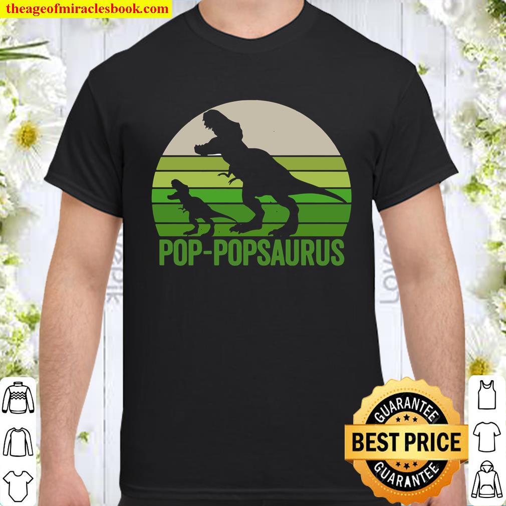 Vintage Pop-Popsaurus Apparel, Funny Pop Pop Two Dinosaurs Pullover Shirt